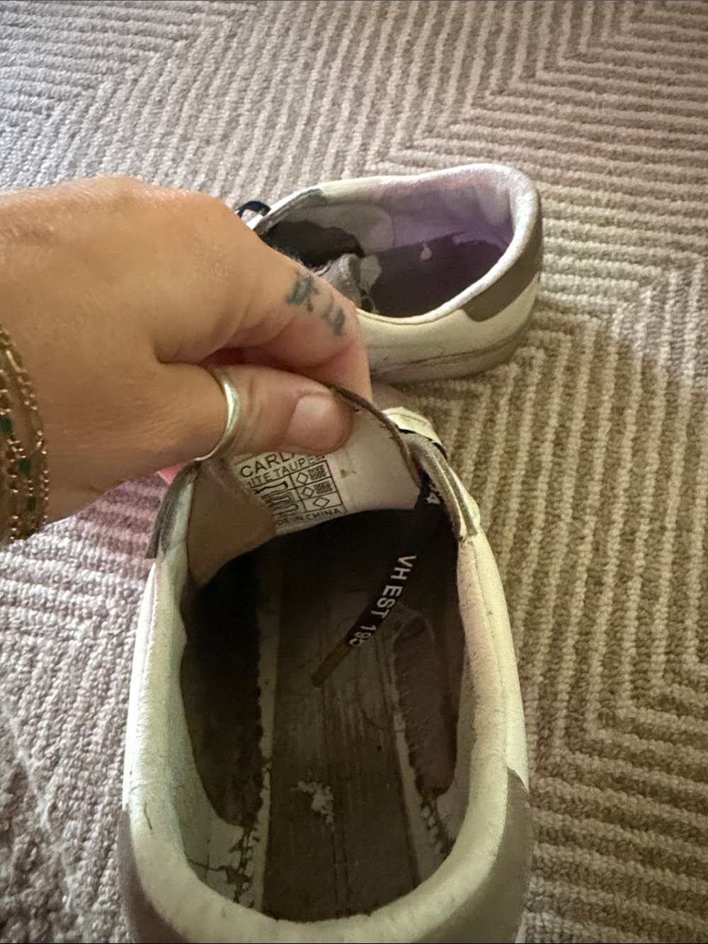 Vintage Havana White and Taupe well worn Women's Sneakers - Picture 3 of 7
